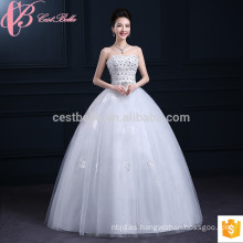 Suzhou fábrica por encargo fuera del hombro de rebordear vestido de novia barata vestido de boda